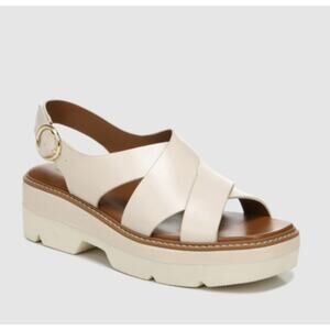 NWOT Naturlizer Halifax Platform Fisherman Sandals 8 White Cream Leather